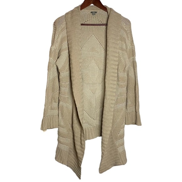 Aerie Open Front Waterfall Beige Light Brown Drop Shoulder Oversized Cardigan M - Picture 1 of 16